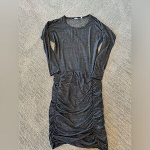 Athleta small tall (ST) black/gray shimmer ruched dress